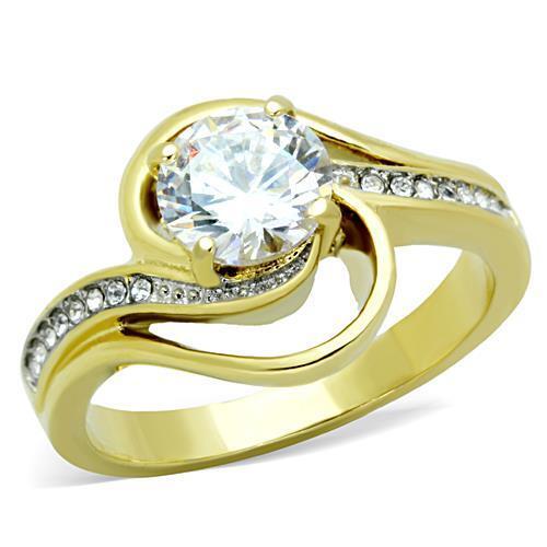 TK1701 - Stainless Steel Ring Two-Tone IP Gold (Ion Plating) Women AAA Grade CZ Clear