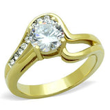 TK1702 - Stainless Steel Ring Two-Tone IP Gold (Ion Plating) Women AAA Grade CZ Clear