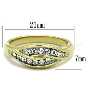 TK1704 - Stainless Steel Ring Two-Tone IP Gold (Ion Plating) Women Top Grade Crystal Clear