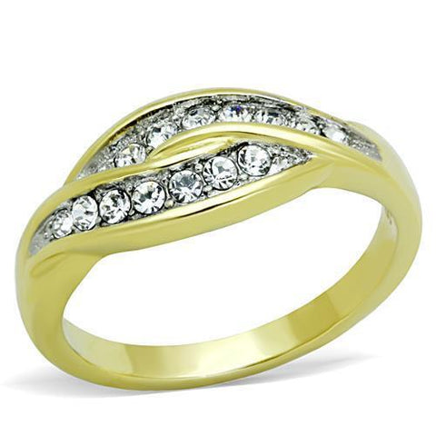TK1704 - Stainless Steel Ring Two-Tone IP Gold (Ion Plating) Women Top Grade Crystal Clear