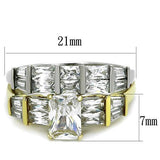 TK1708 - Stainless Steel Ring Two-Tone IP Gold (Ion Plating) Women AAA Grade CZ Clear