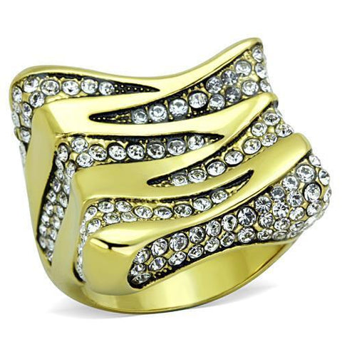 TK1709 - Stainless Steel Ring IP Gold(Ion Plating) Women Top Grade Crystal Clear