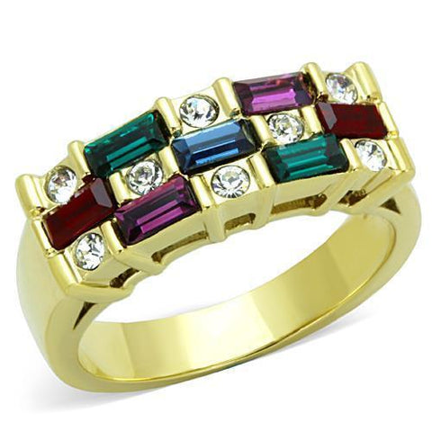 TK1719 - Stainless Steel Ring IP Gold(Ion Plating) Women Top Grade Crystal Multi Color