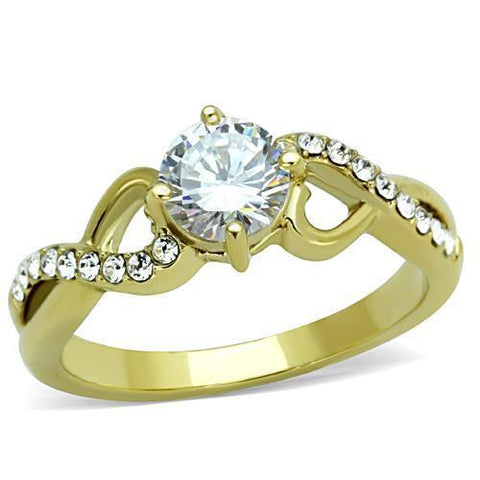 TK1722 - Stainless Steel Ring IP Gold(Ion Plating) Women AAA Grade CZ Clear