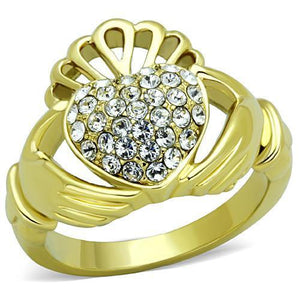 TK1724 - Stainless Steel Ring IP Gold(Ion Plating) Women Top Grade Crystal Clear