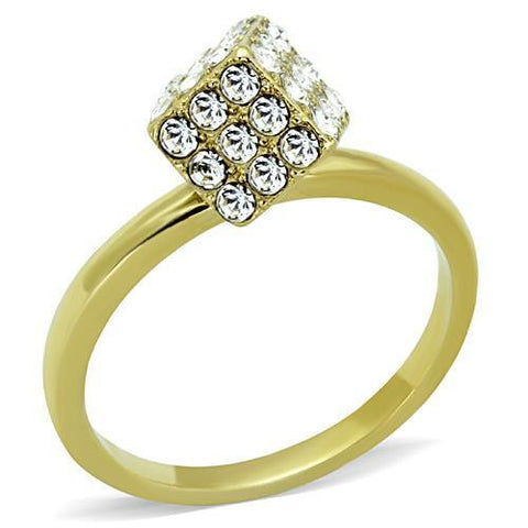 TK1725 - Stainless Steel Ring IP Gold(Ion Plating) Women Top Grade Crystal Clear