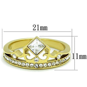 TK1727 - Stainless Steel Ring IP Gold(Ion Plating) Women AAA Grade CZ Clear