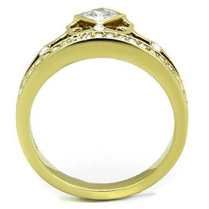 TK1727 - Stainless Steel Ring IP Gold(Ion Plating) Women AAA Grade CZ Clear