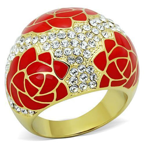 TK1728 - Stainless Steel Ring IP Gold(Ion Plating) Women Top Grade Crystal Clear