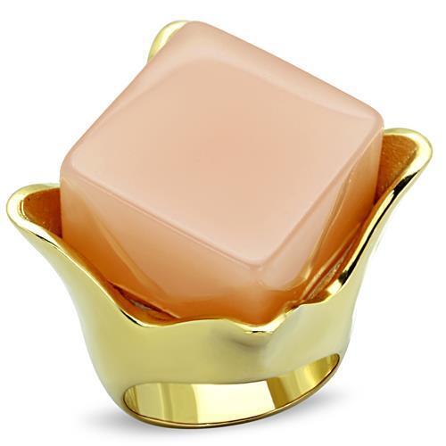 TK1730 - Stainless Steel Ring IP Gold(Ion Plating) Women Synthetic Light Rose