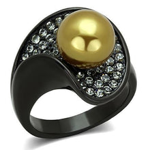 TK1732 - Stainless Steel Ring IP Black(Ion Plating) Women Synthetic Champagne