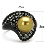 TK1732 - Stainless Steel Ring IP Black(Ion Plating) Women Synthetic Champagne
