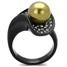 TK1732 - Stainless Steel Ring IP Black(Ion Plating) Women Synthetic Champagne