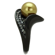 TK1732 - Stainless Steel Ring IP Black(Ion Plating) Women Synthetic Champagne