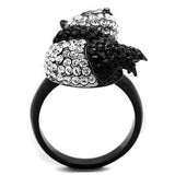 TK1735 - Stainless Steel Ring Two-Tone IP Black Women Top Grade Crystal Black Diamond