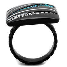 TK1736 - Stainless Steel Ring IP Black(Ion Plating) Women Top Grade Crystal Blue Zircon