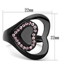 TK1737 - Stainless Steel Ring IP Black(Ion Plating) Women Top Grade Crystal Light Rose
