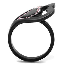 TK1737 - Stainless Steel Ring IP Black(Ion Plating) Women Top Grade Crystal Light Rose