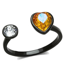 TK1738 - Stainless Steel Ring IP Black(Ion Plating) Women Top Grade Crystal Champagne