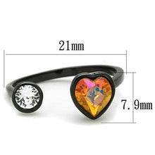 TK1738 - Stainless Steel Ring IP Black(Ion Plating) Women Top Grade Crystal Champagne