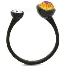 TK1738 - Stainless Steel Ring IP Black(Ion Plating) Women Top Grade Crystal Champagne