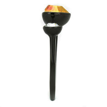 TK1738 - Stainless Steel Ring IP Black(Ion Plating) Women Top Grade Crystal Champagne