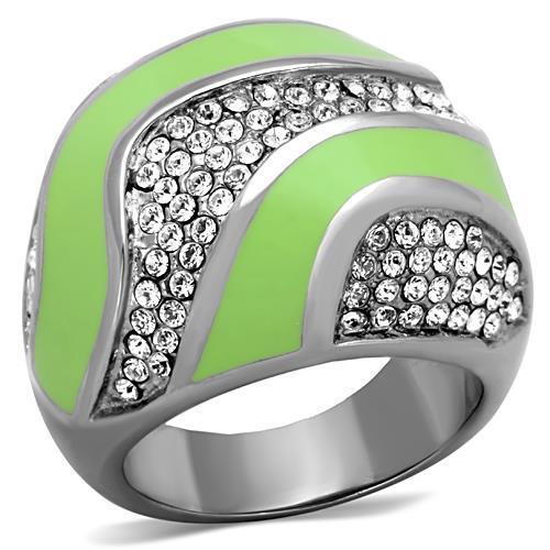 TK1741 - Stainless Steel Ring High polished (no plating) Women Top Grade Crystal Clear