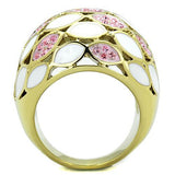 TK1742 - Stainless Steel Ring IP Gold(Ion Plating) Women Top Grade Crystal Light Rose