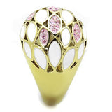 TK1742 - Stainless Steel Ring IP Gold(Ion Plating) Women Top Grade Crystal Light Rose