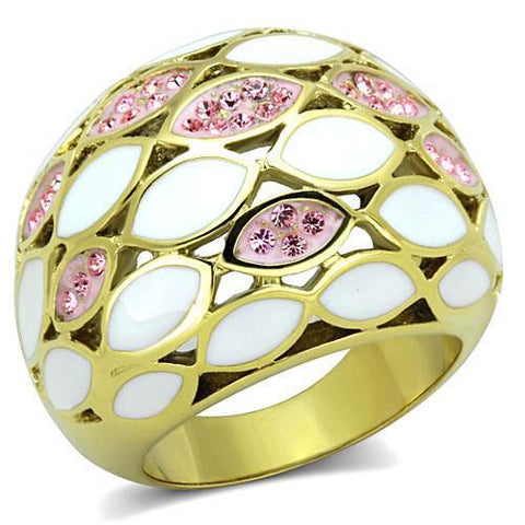 TK1742 - Stainless Steel Ring IP Gold(Ion Plating) Women Top Grade Crystal Light Rose