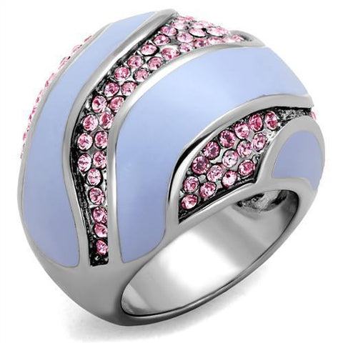 TK1744 - Stainless Steel Ring High polished (no plating) Women Top Grade Crystal Light Rose