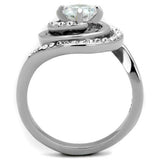 TK1746 - Stainless Steel Ring High polished (no plating) Women AAA Grade CZ Clear