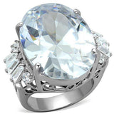 TK1747 - Stainless Steel Ring High polished (no plating) Women AAA Grade CZ Clear