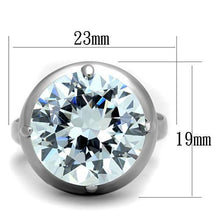 TK1749 - Stainless Steel Ring High polished (no plating) Women AAA Grade CZ Clear