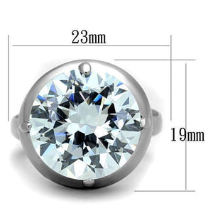 TK1749 - Stainless Steel Ring High polished (no plating) Women AAA Grade CZ Clear