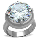 TK1749 - Stainless Steel Ring High polished (no plating) Women AAA Grade CZ Clear