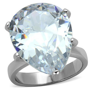 TK1750 - Stainless Steel Ring High polished (no plating) Women AAA Grade CZ Clear
