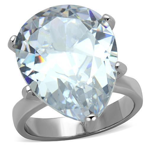 TK1750 - Stainless Steel Ring High polished (no plating) Women AAA Grade CZ Clear