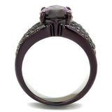 TK1752DC - Stainless Steel Ring IP Dark Brown (IP coffee) Women AAA Grade CZ Amethyst