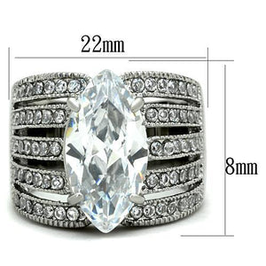 TK1752 - Stainless Steel Ring High polished (no plating) Women AAA Grade CZ Clear