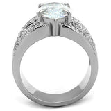 TK1752 - Stainless Steel Ring High polished (no plating) Women AAA Grade CZ Clear