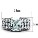 TK1753 - Stainless Steel Ring High polished (no plating) Women AAA Grade CZ Clear