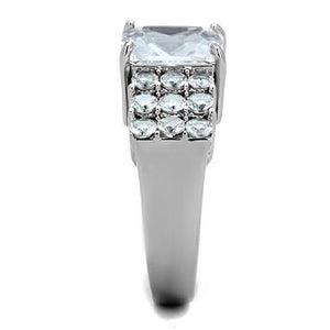 TK1753 - Stainless Steel Ring High polished (no plating) Women AAA Grade CZ Clear