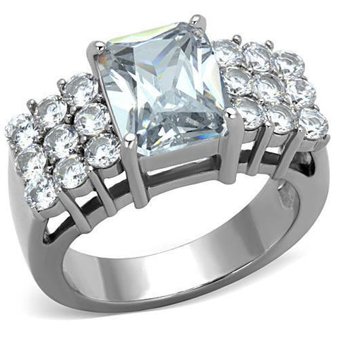 TK1753 - Stainless Steel Ring High polished (no plating) Women AAA Grade CZ Clear