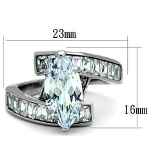 TK1754 - Stainless Steel Ring High polished (no plating) Women AAA Grade CZ Clear