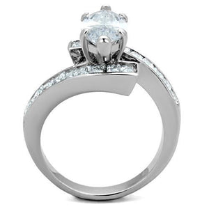 TK1754 - Stainless Steel Ring High polished (no plating) Women AAA Grade CZ Clear