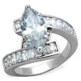 TK1754 - Stainless Steel Ring High polished (no plating) Women AAA Grade CZ Clear