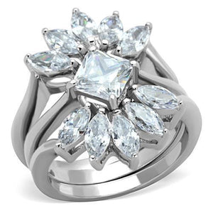 TK1756 - Stainless Steel Ring High polished (no plating) Women AAA Grade CZ Clear