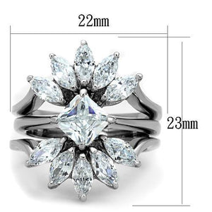 TK1756 - Stainless Steel Ring High polished (no plating) Women AAA Grade CZ Clear