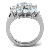 TK1756 - Stainless Steel Ring High polished (no plating) Women AAA Grade CZ Clear